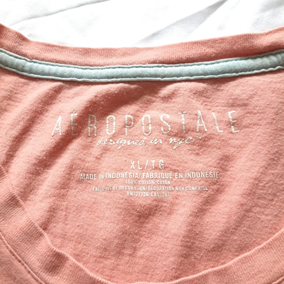 Aeropostale | Salmon pink raised fabric classic women's t shirt - Picture 7 of 9